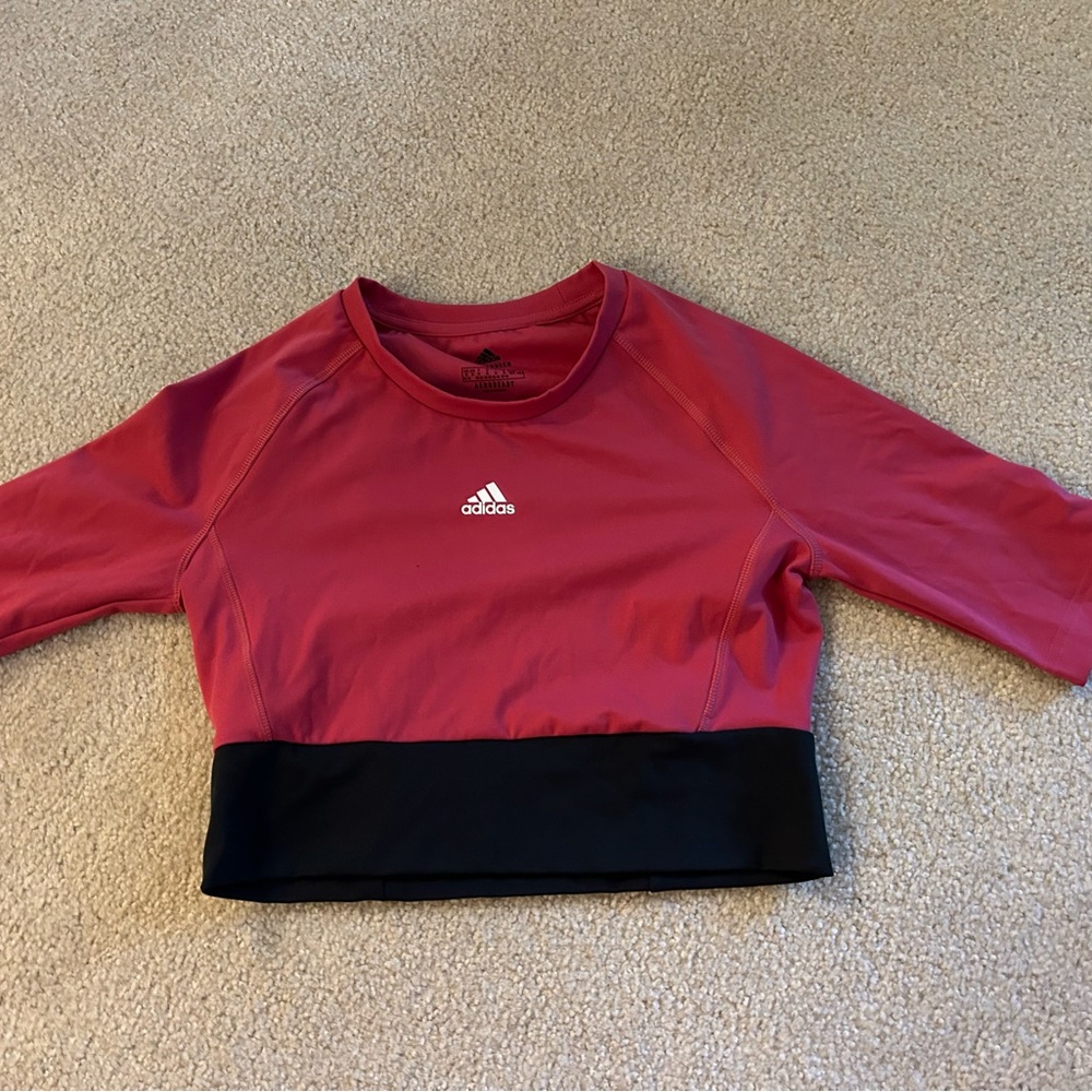 Adidas cropped short sleeve workout top